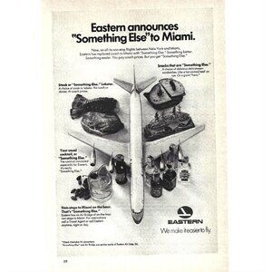Eastern Airlines To Miami Lobster Snacks AD 1960s Vintage Print Ad 9 inch